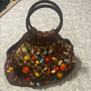 Cole Haan G Series Colorful Stones Knotted Leather Purse